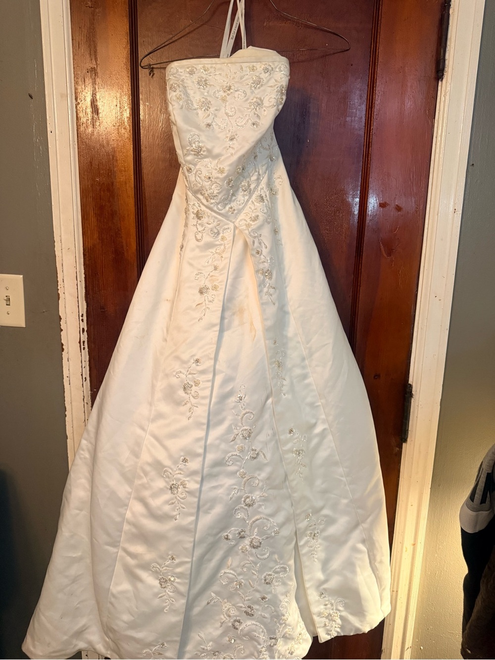 Strapless Embroidered Wedding Gown in Ivory